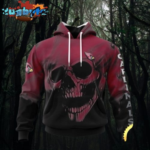 NFL Arizona Cardinals 3D Hoodie Printed Halloween Skull Custom Name And Number Show Team Pride