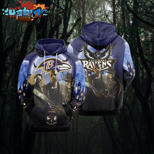 NFL Baltimore Raven All Over Print 3D Hoodie Halloween Horrored Gift For Football Fans
