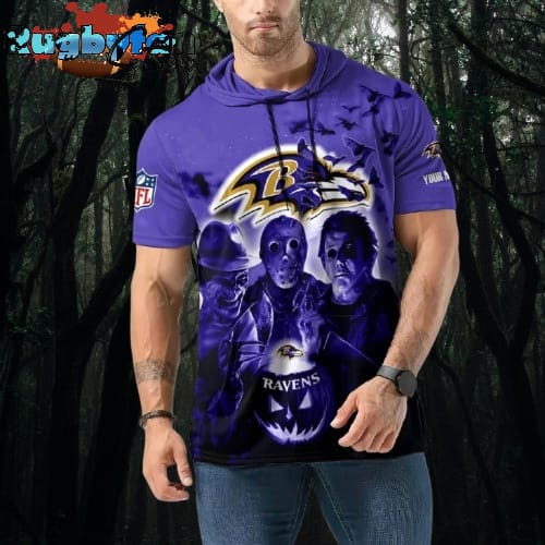 NFL Baltimore Ravens Horror Characters Essential Halloween Sleeveless Hoodie