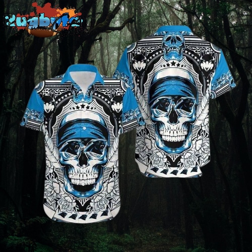 NFL Carolina Panthers Hawaiian Shirts Skull Halloween Show Off Your Team Spirit In Tropical Fashion
