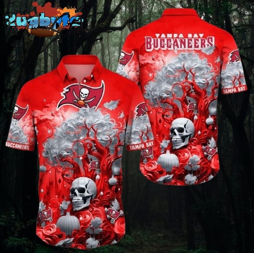 Tampa Bay Buccaneers Halloween Skull Pumpkin Hawaiian Shirt Tampa Bay Buccaneers Aloha Shirt