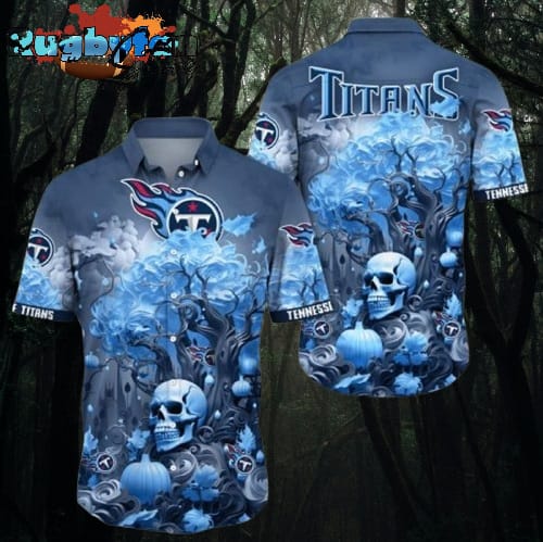 Tennessee Titans Halloween Skull Pumpkin Tennessee Titans Aloha Shirt