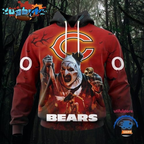NFL Chicago Bears Horror Terrifier Ghoulish Valak Halloween Football Hoodie