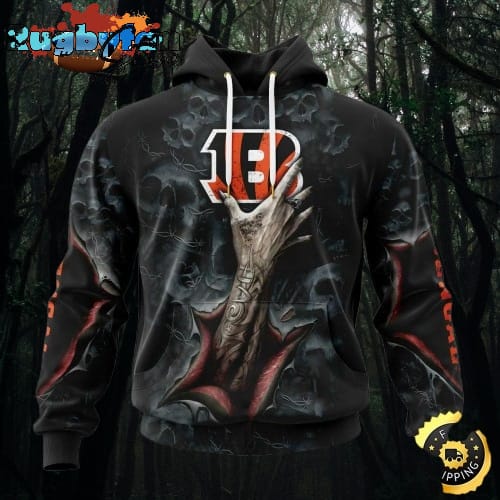 NFL Cincinnati Bengals Hoodie Special Horror Skull Art Design Halloween 3D Hoodie Unisex Hoodie