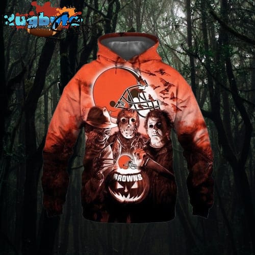 NFL Cleveland Browns All Over Print 3D Hoodie Halloween Horror Night Gift For Football Fans