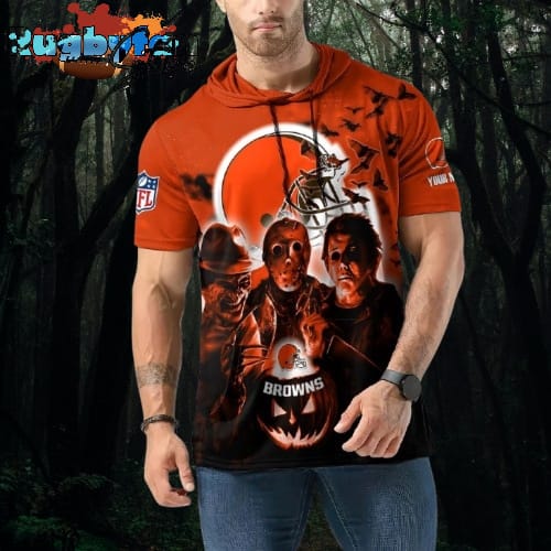 NFL Cleveland Browns Horror Characters Essential Halloween Sleeveless Hoodie