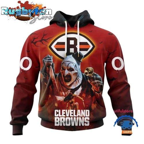 NFL Cleveland Browns Horror Terrifier Ghoulish Valak Halloween Football Hoodie