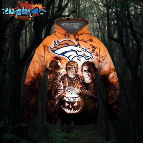NFL Denver Broncos All Over Print 3D Hoodie Halloween Horror Night Gift For Football Fans