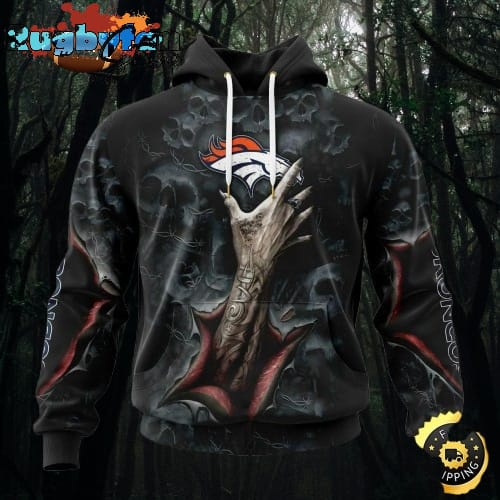 NFL Denver Broncos Hoodie Special Horror Skull Art Design Halloween 3D Hoodie Unisex Hoodie