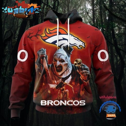 NFL Denver Broncos Horror Terrifier Ghoulish Valak Halloween Football Hoodie
