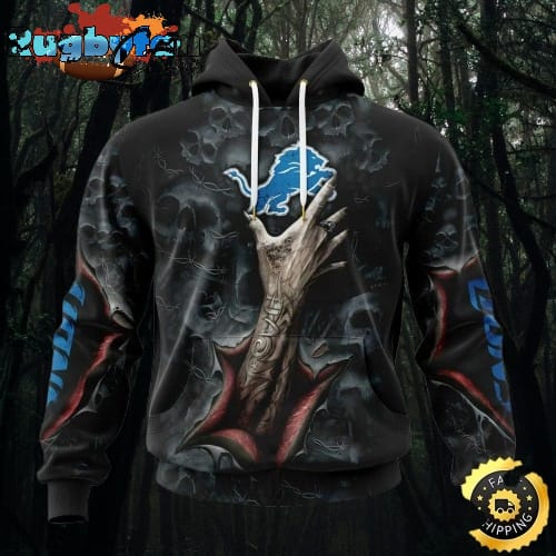 NFL Detroit Lions Hoodie Special Horror Skull Art Design Halloween 3D Hoodie Unisex Hoodie