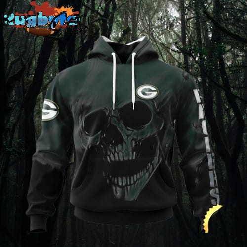 NFL Green Bay Packers 3D Hoodie Printed Halloween Skull Custom Name And Number Show Team Pride