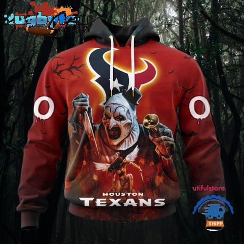 NFL Houston Texans Horror Terrifier Ghoulish Valak Halloween Football Hoodie