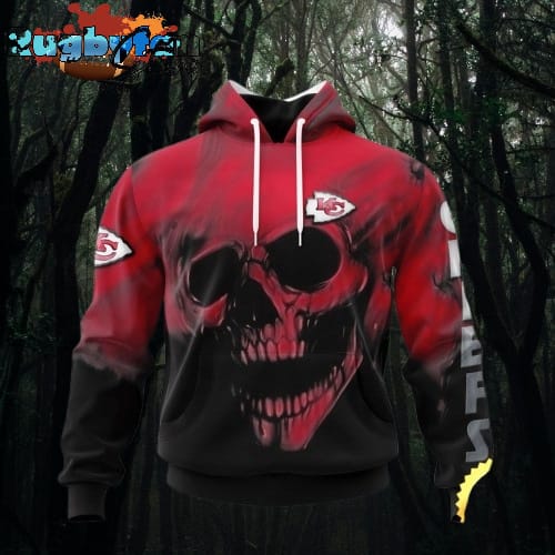 NFL Kansas City Chiefs 3D Hoodie Printed Halloween Skull Custom Name And Number Show Team Pride