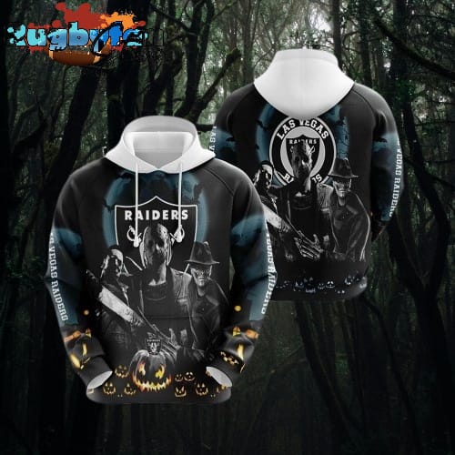 NFL Las Vegas Raiders All Over Print 3D Hoodie Halloween Horror Gift For Football Fans