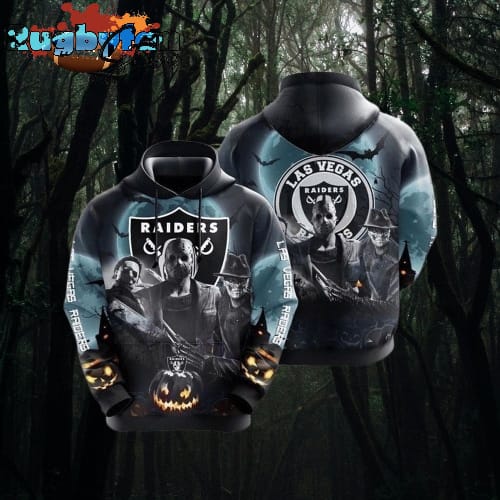 NFL Las Vegas Raiders All Over Print 3D Hoodie Halloween Horrored Gift For Football Fans