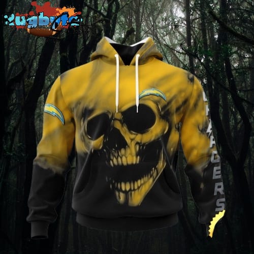 NFL Los Angeles Chargers 3D Hoodie Printed Halloween Skull Custom Name And Number Show Team Pride