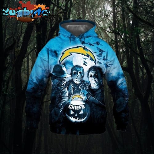 NFL Los Angeles Chargers All Over Print 3D Hoodie Halloween Horror Night Gift For Football Fans